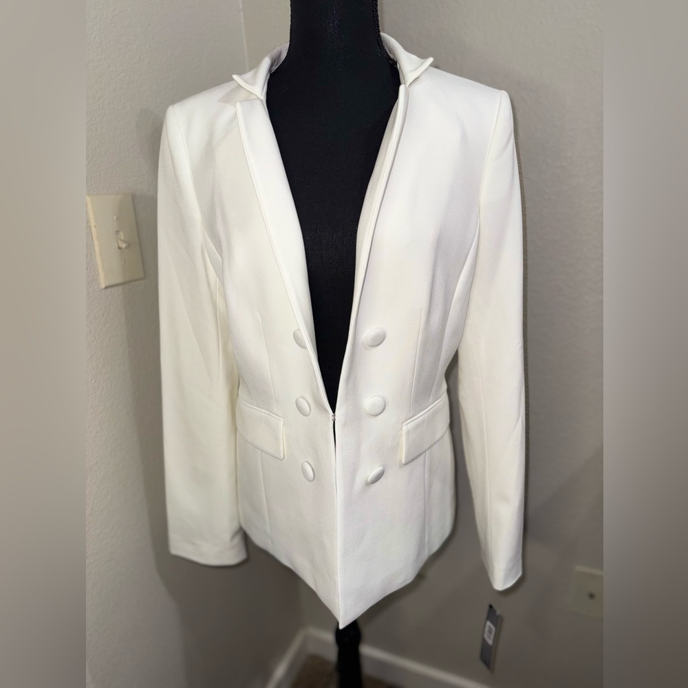 Tahari NWT Ivory Blazer‎ Clean Girl Aesthetic Old Money Bridal Quiet Lux-Size 10 - Picture 6 of 11